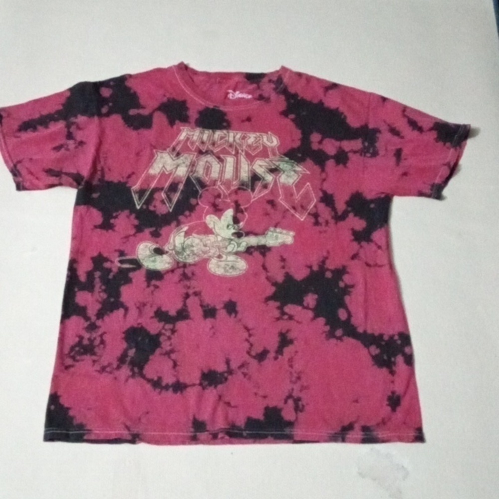 Disney Mighty Mickey T-shirt Size M Black Red Tie Dye Pre-owned